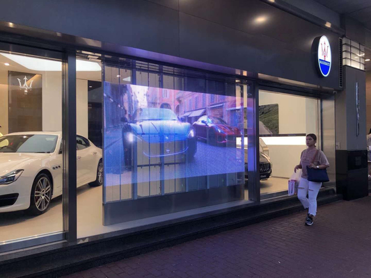 La pantalla transparente de iluminación lateral de P3.91-7.8 LED con alto brillo ve con llevado para la entrada de cristal