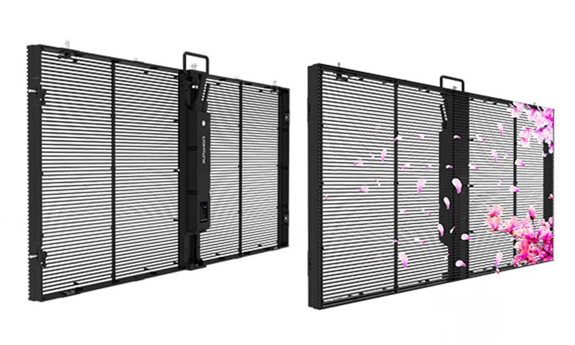 Pantalla transparente al aire libre del alto brillo P3.9-7.8 LED para la publicidad de la pared de cristal
