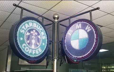 Muestras circulares al aire libre de la tienda del LED, tienda Logo Sign de los lados de P4RGB dos