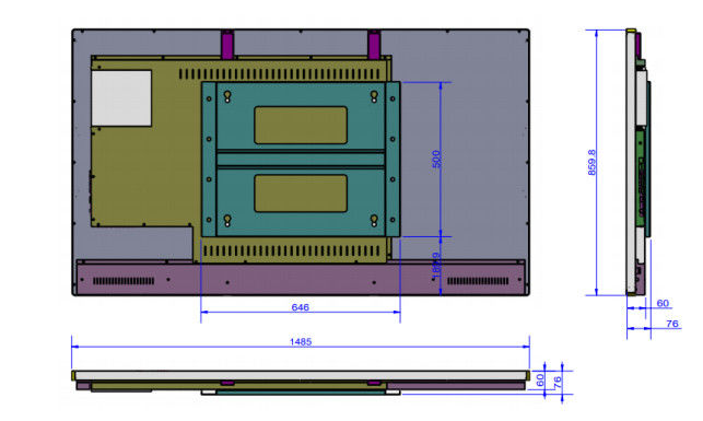 Pantalla LCD táctil de cristal endurecida, 80KHz monitor LCD de 65 pulgadas para la escuela